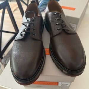 Men's Pebbled Leather Derby Shoes in Dark Brown